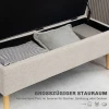 Zitbank Gestoffeerde Bank Met Opbergruimte 110 X 39 X 45 Cm In Beige Met Linnenlook Voor Hal Slaapkamer Woonkamer Gemaakt Van Rubberhout 5