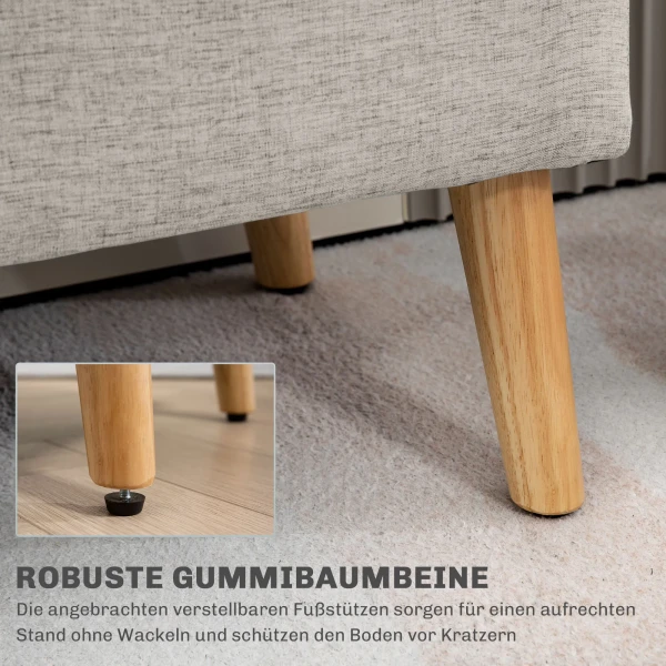 Zitbank Gestoffeerde Bank Met Opbergruimte 110 X 39 X 45 Cm In Beige Met Linnenlook Voor Hal Slaapkamer Woonkamer Gemaakt Van Rubberhout 6