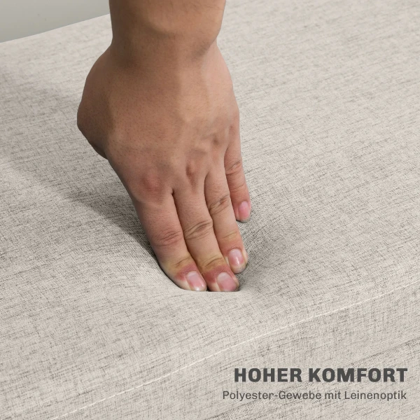 Zitbank Gestoffeerde Bank Met Opbergruimte 110 X 39 X 45 Cm In Beige Met Linnenlook Voor Hal Slaapkamer Woonkamer Gemaakt Van Rubberhout 7