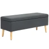Zitbank Gestoffeerde Bank Met Opbergruimte Bedbank Met Linnenlook Voor Hal Slaapkamer Woonkamer Rubberhout Donkergrijs 110 X 39 X 45 Cm 1