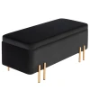 Zitbank, Gestoffeerde Bank Met Opbergruimte, Kistbank, Stof, Metaal, Rubberhout, Schuim, Zwart, 100 X 40 X 42 Cm 1