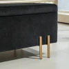 Zitbank, Gestoffeerde Bank Met Opbergruimte, Kistbank, Stof, Metaal, Rubberhout, Schuim, Zwart, 100 X 40 X 42 Cm 10