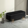 Zitbank, Gestoffeerde Bank Met Opbergruimte, Kistbank, Stof, Metaal, Rubberhout, Schuim, Zwart, 100 X 40 X 42 Cm 4