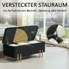 Zitbank, Gestoffeerde Bank Met Opbergruimte, Kistbank, Stof, Metaal, Rubberhout, Schuim, Zwart, 100 X 40 X 42 Cm 5