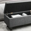 Zitbank Met Opbergruimte, Gestoffeerde Bank Met Linnenlook, Houten Poten, Moderne Bedbank Voor Hal, Slaapkamer, Woonkamer, 138 X 40 X 45 Cm, Donkergrijs 10