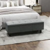 Zitbank Met Opbergruimte, Gestoffeerde Bank Met Linnenlook, Houten Poten, Moderne Bedbank Voor Hal, Slaapkamer, Woonkamer, 138 X 40 X 45 Cm, Donkergrijs 2