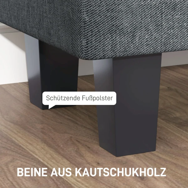 Zitbank Met Opbergruimte, Gestoffeerde Bank Met Linnenlook, Houten Poten, Moderne Bedbank Voor Hal, Slaapkamer, Woonkamer, 138 X 40 X 45 Cm, Donkergrijs 8