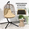 Zitkussen, 120x100 Cm Stoelkussen Met Rugleuning, 8cm Dik Kussenhoes, Waterafstotend Zitkussen Voor Schommelstoelen En Hangmanden, Beige 5