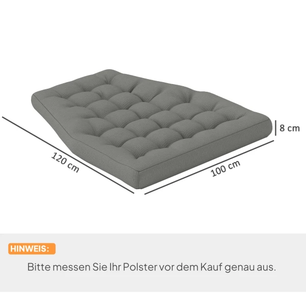 Zitkussen, 120x100 Cm Stoelkussen Met Rugleuning, 8cm Dik Kussenhoes, Waterafstotend Zitkussen Voor Schommelstoelen En Hangmanden, Grijs 4