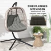 Zitkussen, 120x100 Cm Stoelkussen Met Rugleuning, 8cm Dik Kussenhoes, Waterafstotend Zitkussen Voor Schommelstoelen En Hangmanden, Grijs 5