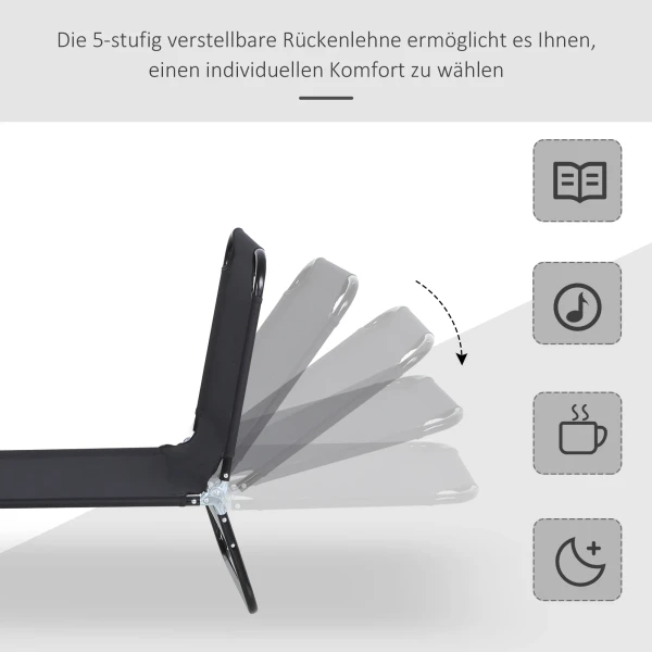 Zonneligstoel Tuinligstoel Verstelbare Rugleuning Ligstoel Relaxstoel Campingligstoel Voor Tuin Balkon 188 X 56 X 28cm 5