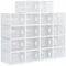 18 Delige Set Schoenendozen, Schoenenorganizer Met Magnetische Deuren, Schoenendoos Met Deksel, Schoenenopslag Van Kunststof, Voor Schoenen Tot Maat 45, Transparant+wit 1