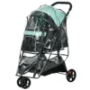 2 In 1 Hondenwagen Hondenbuggy Met Regenbescherming Inklapbaar Voor Honden & Katten Tot 10 Kg Kattenbuggy Met Kussen Netvensters Deuren Opbergmand Kattenwagen Buggy Groen 1