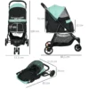 2 In 1 Hondenwagen Hondenbuggy Met Regenbescherming Inklapbaar Voor Honden & Katten Tot 10 Kg Kattenbuggy Met Kussen Netvensters Deuren Opbergmand Kattenwagen Buggy Groen 4