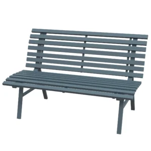 2 Zits Tuinbank Alu, Weerbestendige Zitbank, Uv Bestendige Tuinmeubelen Met Lamellen Ontwerp, Parkbank 240kg Belastbaar, Balkonbank Voor Balkon Terras, Tuin, 123x67x79cm, Blauw 1