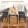 4 Delige Eetgroep, Eettafel Met 2 Stoelen, Bank, Ruimtebesparende Eetkamergroep, Eettafelset Voor Kleine Ruimtes, Keuken, Eetkamer, Bruin 6