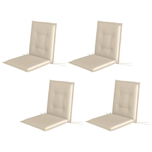 4 Delige Set Zitkussens 108 X 50 X 5 Cm Stoelkussens Met Banden, Outdoor Indoor Zitkussen, Zitkussen, Bankkussen Voor Tuinmeubelen, Zitstoel, Eetstoel, Beige 1