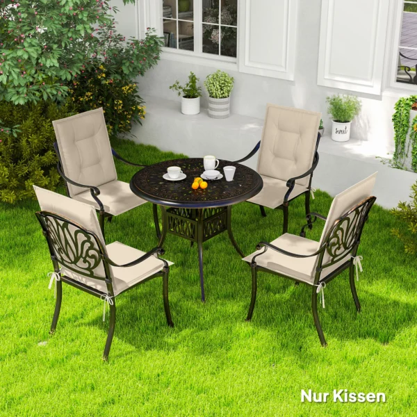 4 Delige Set Zitkussens 108 X 50 X 5 Cm Stoelkussens Met Banden, Outdoor Indoor Zitkussen, Zitkussen, Bankkussen Voor Tuinmeubelen, Zitstoel, Eetstoel, Beige 2