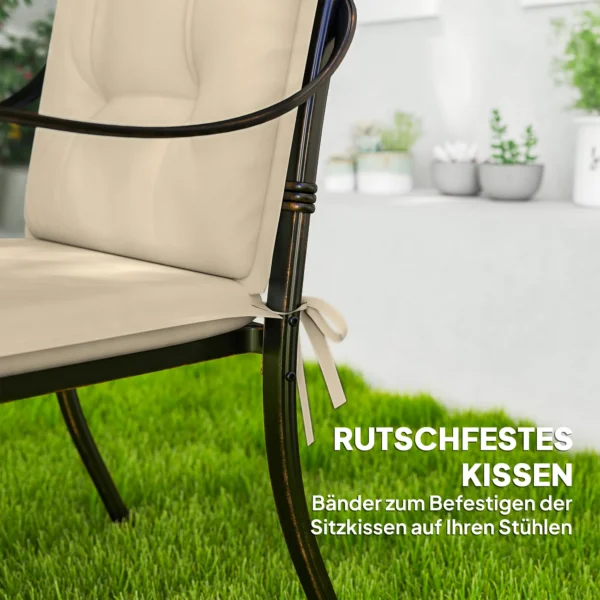 4 Delige Set Zitkussens 108 X 50 X 5 Cm Stoelkussens Met Banden, Outdoor Indoor Zitkussen, Zitkussen, Bankkussen Voor Tuinmeubelen, Zitstoel, Eetstoel, Beige 7