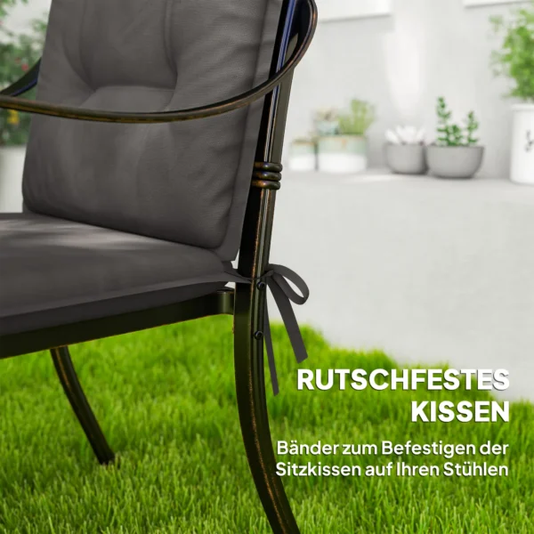 4 Delige Set Zitkussens 108 X 50 X 5 Cm Stoelkussens Met Banden, Outdoor Indoor Zitkussen, Zitkussen, Bankkussen Voor Tuinmeubelen, Zitstoel, Eetstoel, Donkergrijs 7