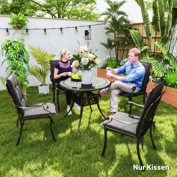 4 Delige Set Zitkussens 108 X 50 X 5 Cm Stoelkussens Met Banden, Outdoor Indoor Zitkussen, Zitkussen, Bankkussen Voor Tuinmeubelen, Zitstoel, Eetstoel, Donkergrijs 8