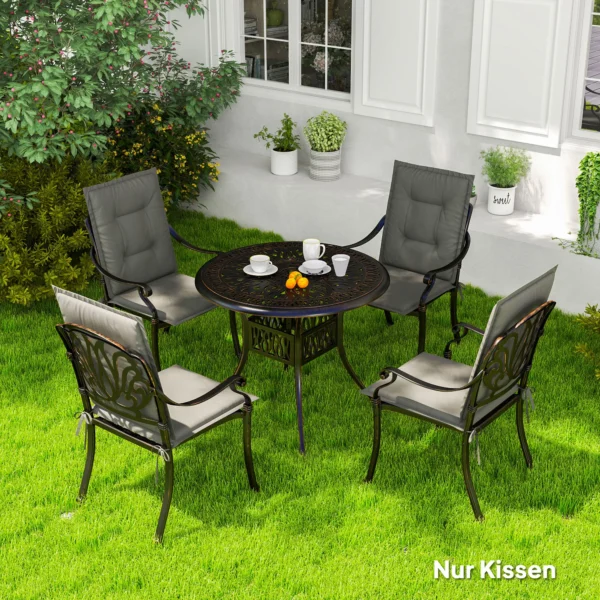 4 Delige Set Zitkussens 108 X 50 X 5 Cm Stoelkussens Met Banden, Outdoor Indoor Zitkussen, Zitkussen, Bankkussen Voor Tuinmeubelen, Zitstoel, Eetstoel, Lichtgrijs 2