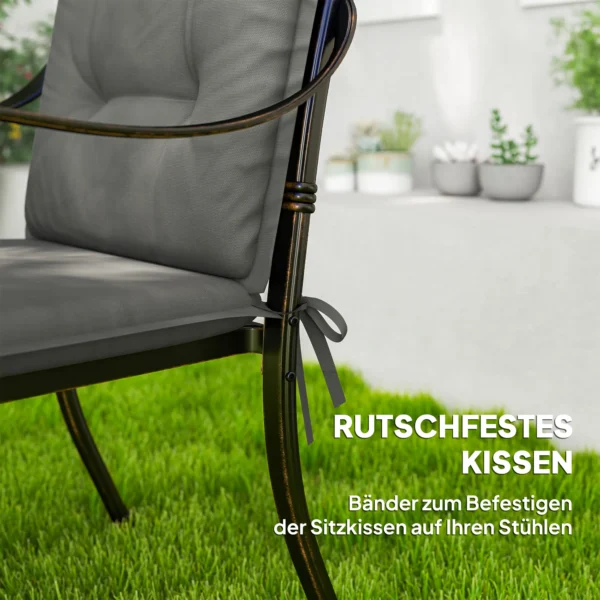 4 Delige Set Zitkussens 108 X 50 X 5 Cm Stoelkussens Met Banden, Outdoor Indoor Zitkussen, Zitkussen, Bankkussen Voor Tuinmeubelen, Zitstoel, Eetstoel, Lichtgrijs 7