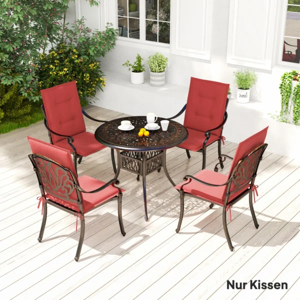 4 Delige Set Zitkussens 108 X 50 X 5 Cm Stoelkussens Met Banden, Outdoor Indoor Zitkussen, Zitkussen, Bankkussen Voor Tuinmeubelen, Zitstoel, Eetstoel, Wijnrood 2