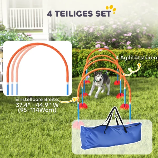 Agility Set Honden 5 Delige Vulbare Agility Uitrusting Voor Hondentraining Steekhindernisset Met Verstelbare Agility Deuren Draagtas Trainingsaccessoires Coördinatietraining Voor Spellen Training 5