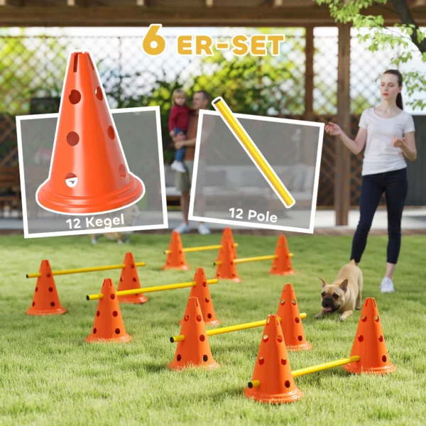 Agility Set Honden 6 Delige Agility Uitrusting Voor Hondentraining Steekhindernisset Met 12 Kegels 6 In Hoogte Verstelbare Hindernissen Draagtas Trainingsaccessoires Coördinatietraining Voor Spellen Training 5