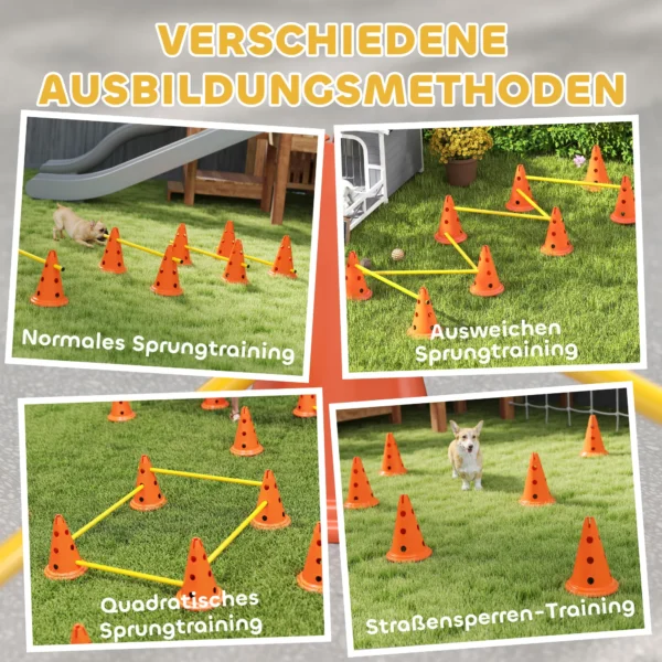 Agility Set Honden 6 Delige Agility Uitrusting Voor Hondentraining Steekhindernisset Met 12 Kegels 6 In Hoogte Verstelbare Hindernissen Draagtas Trainingsaccessoires Coördinatietraining Voor Spellen Training 6