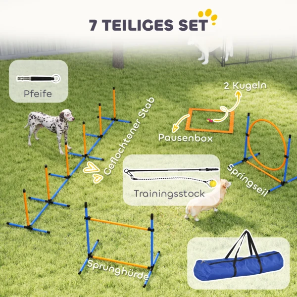 Agility Set Honden 9 Delig Agility Uitrusting Voor Hondentraining Steekhindernisset Met Slalomstokken Springhoepel 2 Ballen In Hoogte Verstelbare Hindernissen Coördinatietraining Voor Spelletjes Training 5