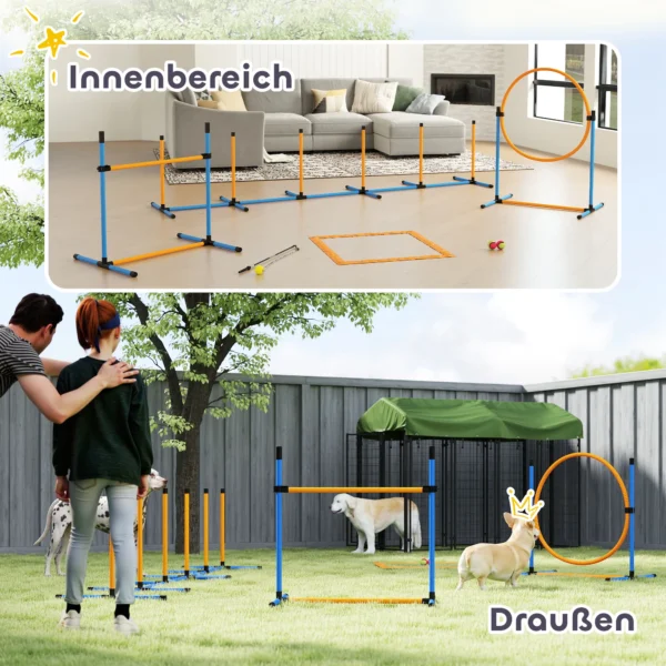 Agility Set Honden 9 Delig Agility Uitrusting Voor Hondentraining Steekhindernisset Met Slalomstokken Springhoepel 2 Ballen In Hoogte Verstelbare Hindernissen Coördinatietraining Voor Spelletjes Training 8