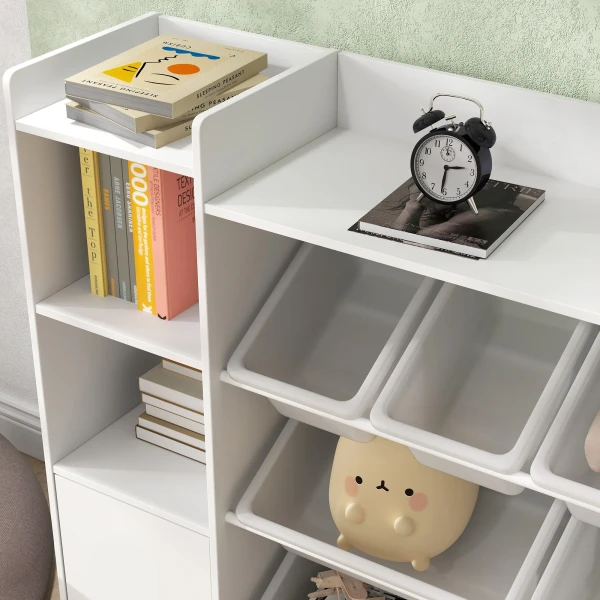 Aiyaplay Kinderrek Speelgoedrek Met 8 Uitneembare Dozen, 4 Open Vakken, 2 Kastvakken, Kinderen Boekenrek Voor Kinderkamer, Kleuterschool, 140 X 30 X 90 Cm, Wit 8