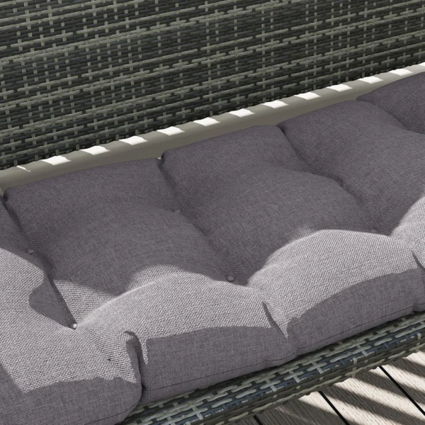 Bankkussen 105 x 46 x 12,5 cm bankkussen met banden, outdoor zitkussen, waterafstotend stoelkussen upf50+, zitkussen, zitkussen, bankkussen voor tuinmeubilair, zitbank, grijs 10