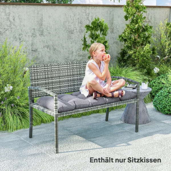Bankkussen 105 x 46 x 12,5 cm bankkussen met banden, outdoor zitkussen, waterafstotend stoelkussen upf50+, zitkussen, zitkussen, bankkussen voor tuinmeubilair, zitbank, grijs 8