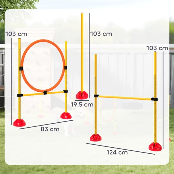 Behendigheidsset Honden 4 Delig Vulbare Behendigheidsuitrusting Voor Hondentraining Steekhindernisset Met Slalomstokken In Hoogte Verstelbare Hindernissen Sprongring Coördinatietraining Voor Spelletjes Training 4