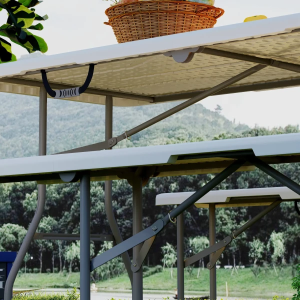 Bierzeltgarnitur opvouwbare 3 delige set campingtafel, 2 bierbanken met draaghandvat, feesttentgarnituur biertafelgarnituur voor balkon, tuin, feesttent 180 x 74 x 74 cm 10