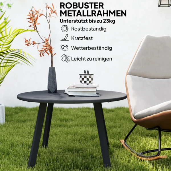 Bijzettafel Balkontafel Van Metaal Rond Koffietafel Weerbestendig Tuintafel Onderhoudsvriendelijk Sofatafel Outdoor Tafel Voor Balkon Tuin Terras Veranda Woonkamer Ø70 X 42h Cm Zwart 6