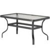 Bijzettafel Gehard Glas Koffietafel Salontafel Met Golfontwerp, Afgeronde Hoek Balkontafel Tuintafel Sofatafel Theetafel Tuinmeubilair Voor Woonkamer Tuin Terras Balkon, 95x55 Cm Zwart 1