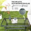 Bijzettafel Gehard Glas Koffietafel Salontafel Met Golfontwerp, Afgeronde Hoek Balkontafel Tuintafel Sofatafel Theetafel Tuinmeubilair Voor Woonkamer Tuin Terras Balkon, 95x55 Cm Zwart 5