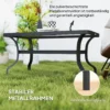 Bijzettafel Gehard Glas Koffietafel Salontafel Met Golfontwerp, Afgeronde Hoek Balkontafel Tuintafel Sofatafel Theetafel Tuinmeubilair Voor Woonkamer Tuin Terras Balkon, 95x55 Cm Zwart 6