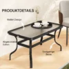 Bijzettafel Gehard Glas Koffietafel Salontafel Met Golfontwerp, Afgeronde Hoek Balkontafel Tuintafel Sofatafel Theetafel Tuinmeubilair Voor Woonkamer Tuin Terras Balkon, 95x55 Cm Zwart 7