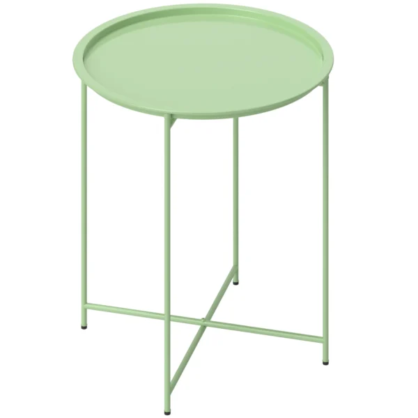 Bijzettafel Opvouwbaar Tuintafel Ø46 X 50 Cm Rond Weerbestendig Balkontafel Met Opvouwbare Tafelpoten Campingtafel Klaptafel Koffietafel Voor Woonkamer Kantoor Outdoor Indoor Groen 1