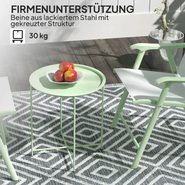 Bijzettafel Opvouwbaar Tuintafel Ø46 X 50 Cm Rond Weerbestendig Balkontafel Met Opvouwbare Tafelpoten Campingtafel Klaptafel Koffietafel Voor Woonkamer Kantoor Outdoor Indoor Groen 6