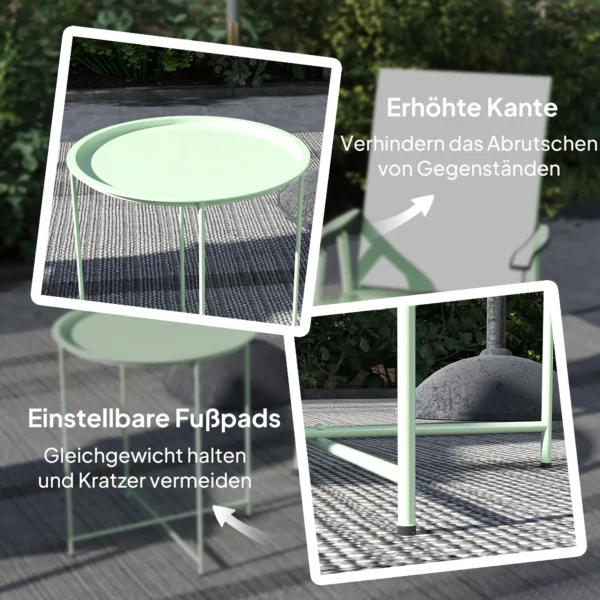 Bijzettafel Opvouwbaar Tuintafel Ø46 X 50 Cm Rond Weerbestendig Balkontafel Met Opvouwbare Tafelpoten Campingtafel Klaptafel Koffietafel Voor Woonkamer Kantoor Outdoor Indoor Groen 7