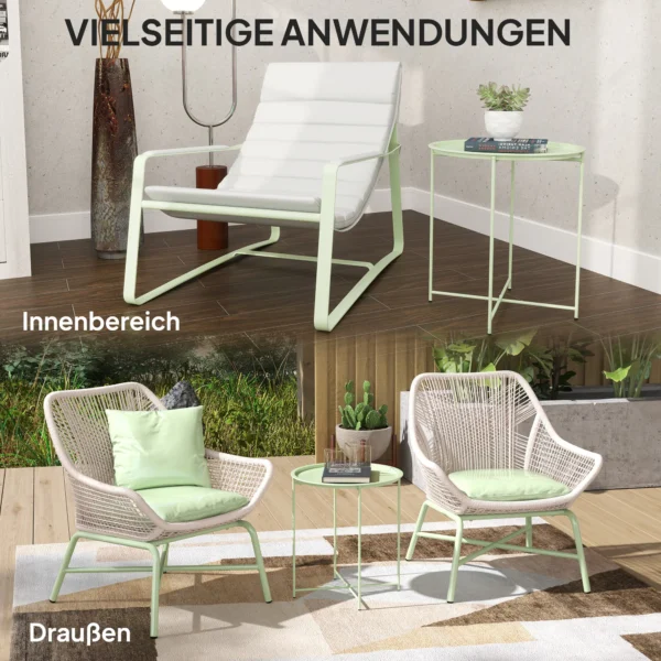 Bijzettafel Opvouwbaar Tuintafel Ø46 X 50 Cm Rond Weerbestendig Balkontafel Met Opvouwbare Tafelpoten Campingtafel Klaptafel Koffietafel Voor Woonkamer Kantoor Outdoor Indoor Groen 8