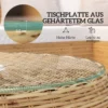 Bijzettafel Van Polyrattan Ronde Koffietafel Salontafel Met Glazen Tafelblad Balkontafel Tuintafel Banktafel Theetafel Rattantafel Voor Tuin Terras Balkon, Ø75 X 42 Cm Bruin 5