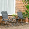 Bistro Set 3 Delig Van Metaal Weerbestendig Tuinmeubel Set Met Opvouwbare Glazen Tafel Tuinstoelen Outdoor Balkonmeubel Set Zitgroep Balkonset Tuinset Donkergrijs 2