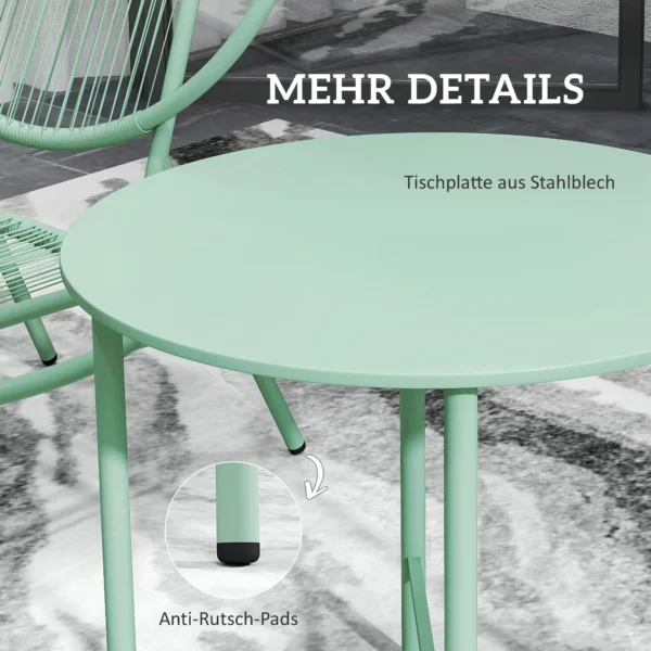 Bistro set 3 delig van staal weerbestendig tuinmeubelset met bistrotabel ergonomische schelpvormige tuinstoelen outdoor balkonmeubelset zitgroep balkonset tuinset groen 8